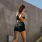 woman jogs up stairs